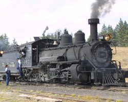 This is the last time I saw 463 operate. It had just lead a triple-header of 463-497-489 up the hill on 6 Oct 2001. By the end of the year, she'd be out of service.
