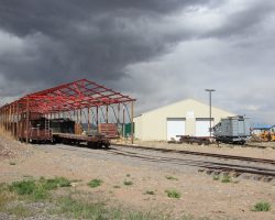 It's been over a year since I've been to narrow gauge country. One of the new additions in that time is the Friends' new car barn, still under construction.