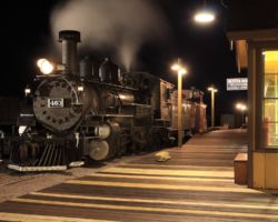 And what I think is my favorite shot from the trip, 463 waits at the platform as the Chama telegraph operator looks on. (Well, okay, the operator is a mannequin, and the telegraph has long gone silent, but it's fun to dream that it's 1915 for a few minutes...)