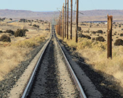Looking westward from about mile 73 at what remains of the overhead in Jan 2020.