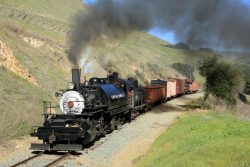 A run-by at Vallejo Mills, near the site of a flour mill at the west end of the canyon that was built in 1856 and predates any railway through the canyon.