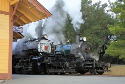 Both engines spotted eastbound at the depot for a little sunrise shooting. It would be another 30 minutes before we got light down in the canyon.
