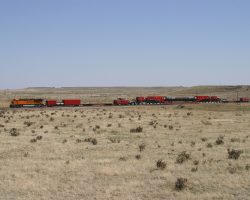 First sighting of the J-PTRDEN1-28, just north of the Beshoar siding (southeast of Trinidad, CO) on BNSF's Twin Peaks Subdivision (ex-Fort Worth and Denver trackage)