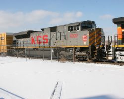 So this has nothing to do with the inaugural special - but what else were we going to do to kill time? The special was already nearly 50 minutes late getting into Denver, so we found this KCS SD70ACe on a northbound BNSF at Prospect Jct.