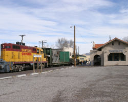 A cold, relatively clear Saturday morning in downtown Santa Fe, NM