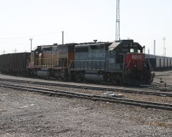 Where it all begins... This is the west end of the Pueblo Yard, where the TP main begins. We see SSW 7291 and UP 2916 switching empties from a Canon City local