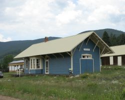 Welcome to Pitkin, CO - end of the paved road and the point at which the climb up to the west side of the tunnel really starts. This is the Pitkin depot, now somewhat restored as a private residence.