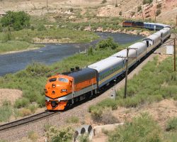 Finally, we find the third user of the Pueblo-Parkdale segment, the Canon City & Royal Gorge, heading back at Parkdale. Note the SD9 on the back - that's ex-DRGW 5305