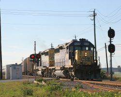 Leaving the east end of the Mulberry wye, headed for downtown Mulberry and then out to switch the phosphate plant on the north side of Hwy 60 near Bartow.