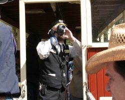 Even the crew is recording their last day on the loop. Here we see our Brakeman, Ryan, filming a bit of the 12:10 train.