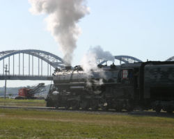 Train assembled and ready to go in West Davenport, getting ready to pull up and load