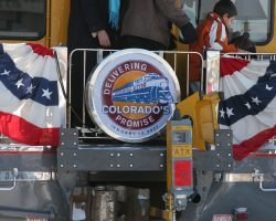 Note the special drumhead mounted to the rear for the occasion. Of course it's rather ironic that this looks like a stylized BNSF SD70MAC on a UP train, but only us train nerds would notice that.