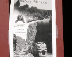 A poster in the window of the Silver Plume depot - ""Thank you for your support through the years" It lets passengers know that the top-notch operations will continue on their other railroad - the Canon City & Royal Gorge.