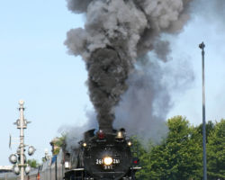 Putting on a good show for everyone, the crew works 261 through Davenport riverfront