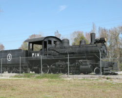On my north from Tampa to Tallahassee on Sunday, I found this little steamer beside US 19 in Gulf Hammock, FL. It's Patterson & McInnis #3, a Vulcan 2-8-0, and belonged to a local lumber mill by the same name.
