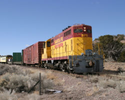 Easing down the grade towards US 285...