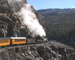 The Highline is called that for a reason - the track clings to a narrow shelf some 400 feet above the Animas River gorge