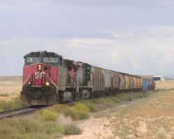 Near milepost 15, the line is over the summit and descending