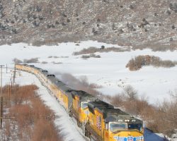 A slightly different angle at Larkspur. The train is really going at this point, and we won't catch it again until Palmer Lake.