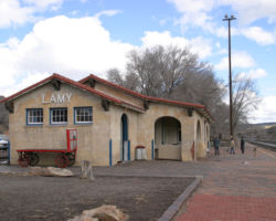 The joint Amtrak / Santa Fe Southern depot at Lamy, looking east