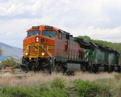Finally got one! After being ambushed by two other trains, I finally managed to get a BNSF stack train heads east somewhere near Townsend, MT.