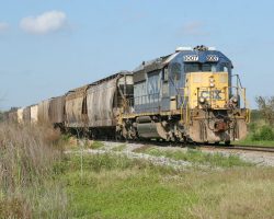 While poking around, 8007 got back out on the high iron and headed south through Edison towards the New Wales Mine (seen here crossing Hwy 640)