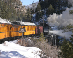 Just before Tacoma, the line crosses the "High Bridge", a deck truss over the Animas.