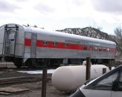 The north side of the Talladega, signed as the Lamy Railroad & History Museum
