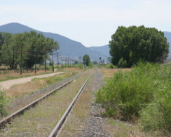 Looking back east to Salida from a grade crossing at MP 219, about three miles before Brown Canyon