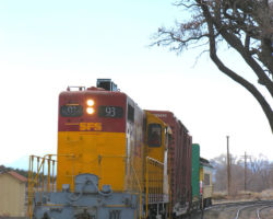 Switching the interchange freight at Lamy while the passengers eat and wander around