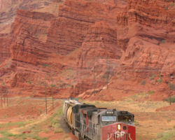 After the tunnel, the line snakes up alongside US191 towards Seven Mile