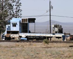 One of the first things you'll see is this sad sight - the frame and cab of GP30 27, ex-Phelps Dodge 27.
