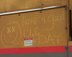 I couldn't resist photographing this on the side of the CSU power that was sitting in the yard...