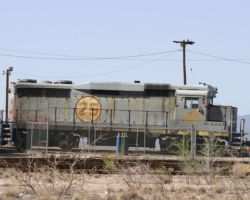 One of the most interesting things was this GP30, number 25, still in Phelps Dodge paint. You can see the lettering for New Cornelia Branch fading out on the cab site (this the Ajo, AZ, branch where these units came from).