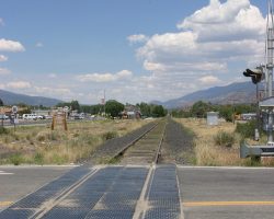 Looking towards downtown BV at that same crossing - notice flange marks on the far side of the crossing as well.