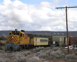 Still climbing at the US 285 grade crossing.