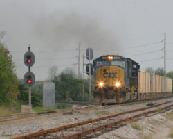 The last train of the day is found in failing light just west of Bartow. I caught up with it at the same crossing - Bonnie Mine Road - where I started the day.