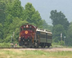 The southbound Winslow-Van Buren passenger train approaches Chester