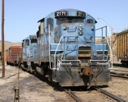 2171 isn't an idle scrapheap, though - the rails under and around it are shiny, and there are fresh fuel drips down the side of the tank.