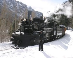 Our northernmost point for the day was Schaaf's Ranch, about four miles beyond Cascade. We're the first winter revenue train to get this far in something like 15 years.