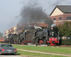 Fortunately for most of us chasing, the train is taking it fairly easy. We had no problem beating him to the area behind John Deere Commons in Moline. Unfortunately, at the last second, the guy in the car pulled in and screwed up the shot.