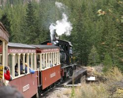 On the backside of that same curve, 12 steps out on the deck truss bridge, crossing Clear Creek a second time