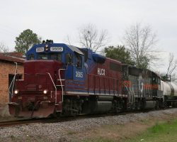 Leading the local is another lease motor - HLCX 3605, an ex-Penn Central GP38.
