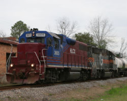 Leading the local is another lease motor - HLCX 3605, an ex-Penn Central GP38.