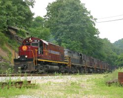 The second half of the FS Turn comes up into Winslow from the tunnel, dragging more sand and the rest of the freight