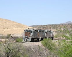 CBRY 503 and crew prepares to run around the unit ore train at the Hayden unloading site.