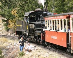 Coming off the viaduct, there are fans everywhere - here's two of them.