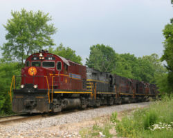 The northbound turn, now reassembled, starts to get out from under the storm cover at Brentwood