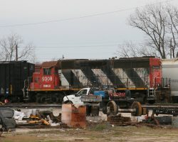 Heading on north to Albany, a stop by the GFRR yard reveals RMGX 9308 - an ex-CN unit - being used as the yard switcher. From US-19 north, go west about a mile on Oglethorpe Blvd (Business US-19) and take Coastline Ave north. From there, you'll be able to see the south side of the yard, including where the engines are normally kept.