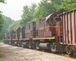 All six Alcos working down the White River valley towards Fayetteville in a haze of humidity and diesel smoke
